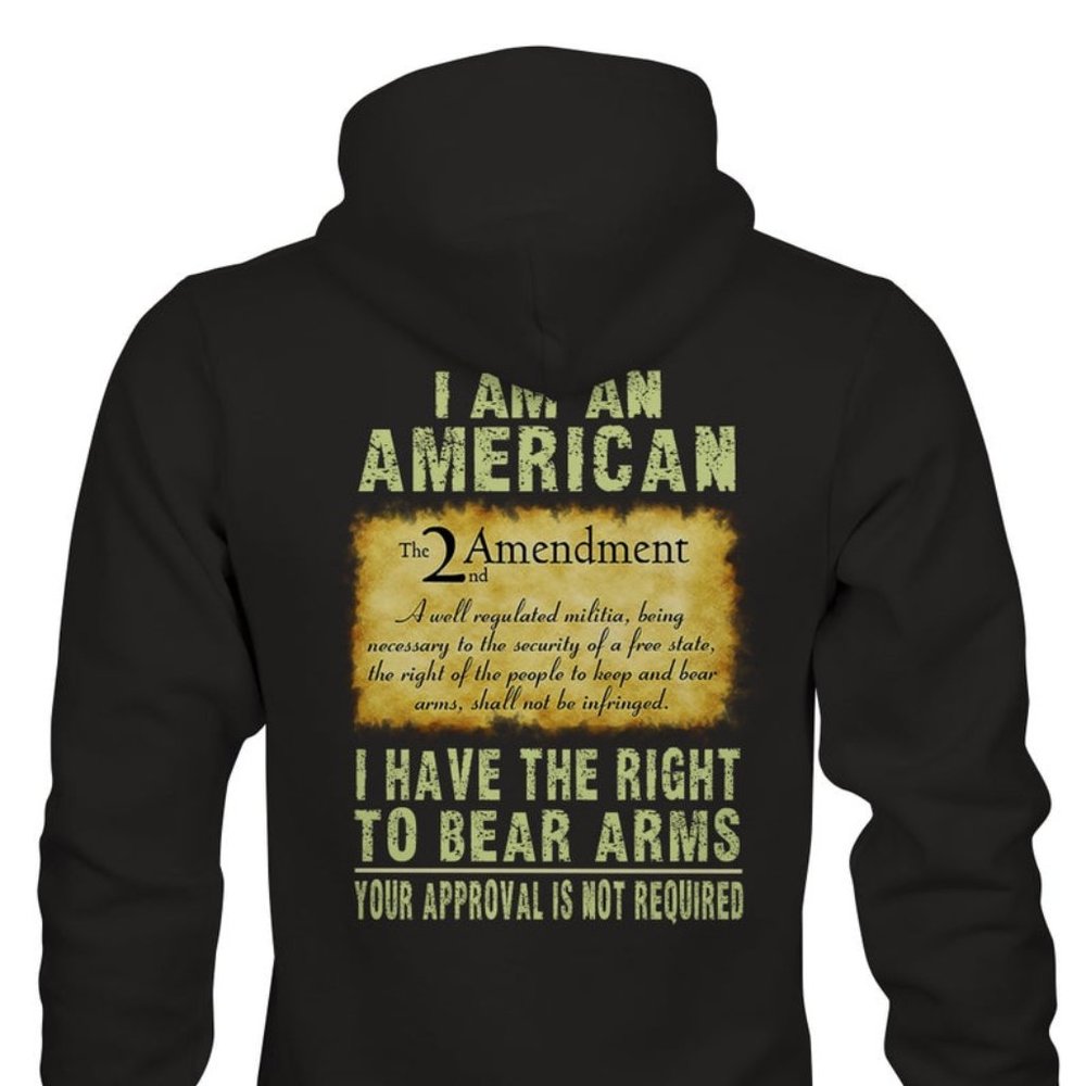Right to Bear Arms Hoodie, Screen printed on Back